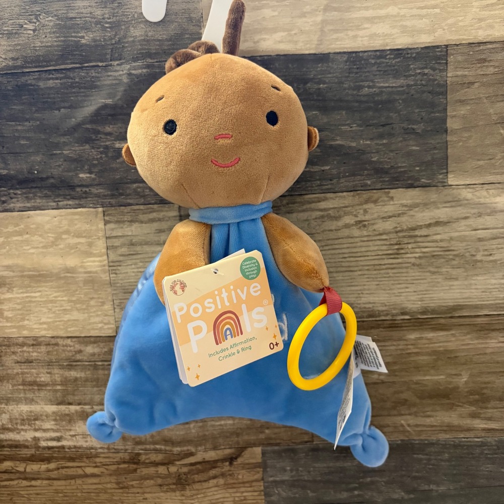 Kids For Culture Positive Pals Blue I Am Loved Plush Crinkle Ring Lovey NWT